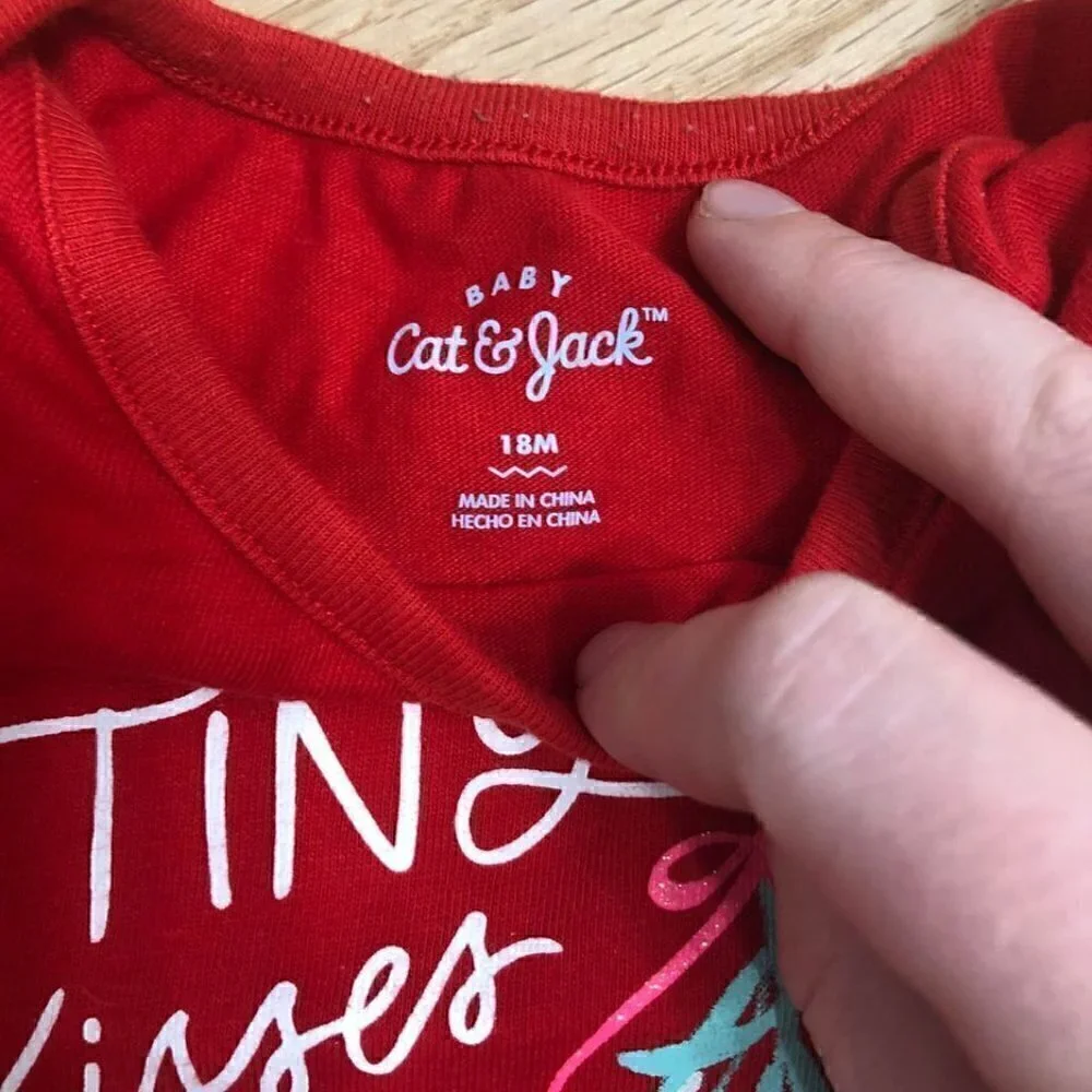 Cat & Jack Mistletoe Skirted Onesie 18 months Christmas Red Long Sleeve